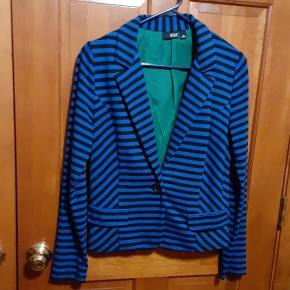 a.n.a. Royal Blue & Black Striped Lined Jacket - Picture 1 of 4